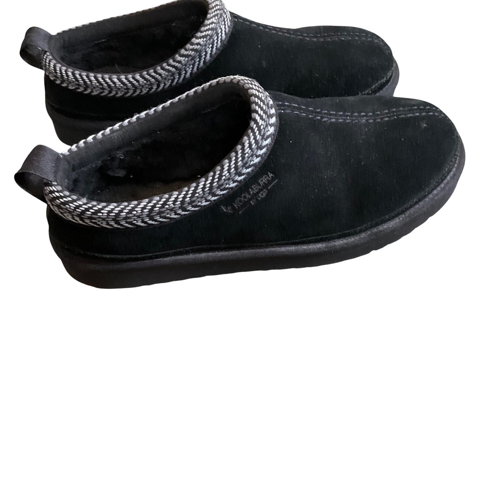 Koolaburra by UGG Burree Slipper Women 8 Black Suede Faux Fur Trim 1159730